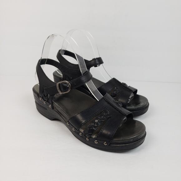 Dansko Sissy Womens Size EU 39 US 8.5-9 Black Leather Braided Slingback Sandals - Picture 7 of 14